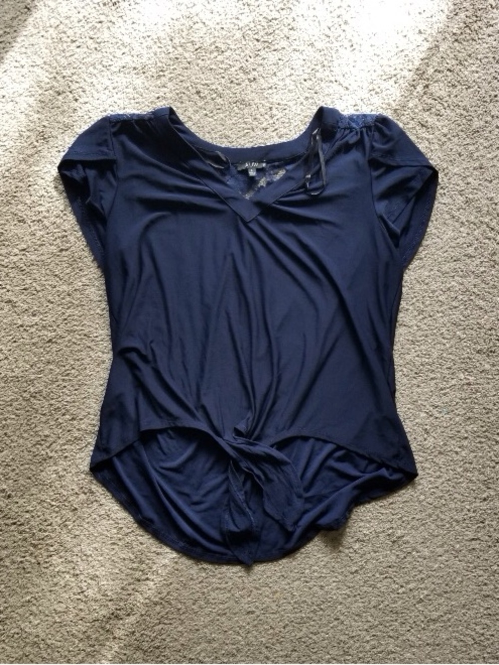 AUW Navy Short-Sleeve Twist-Front Tee